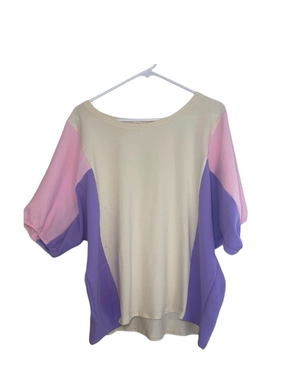 Bibi oversized purple color block short sleeve Top Size M